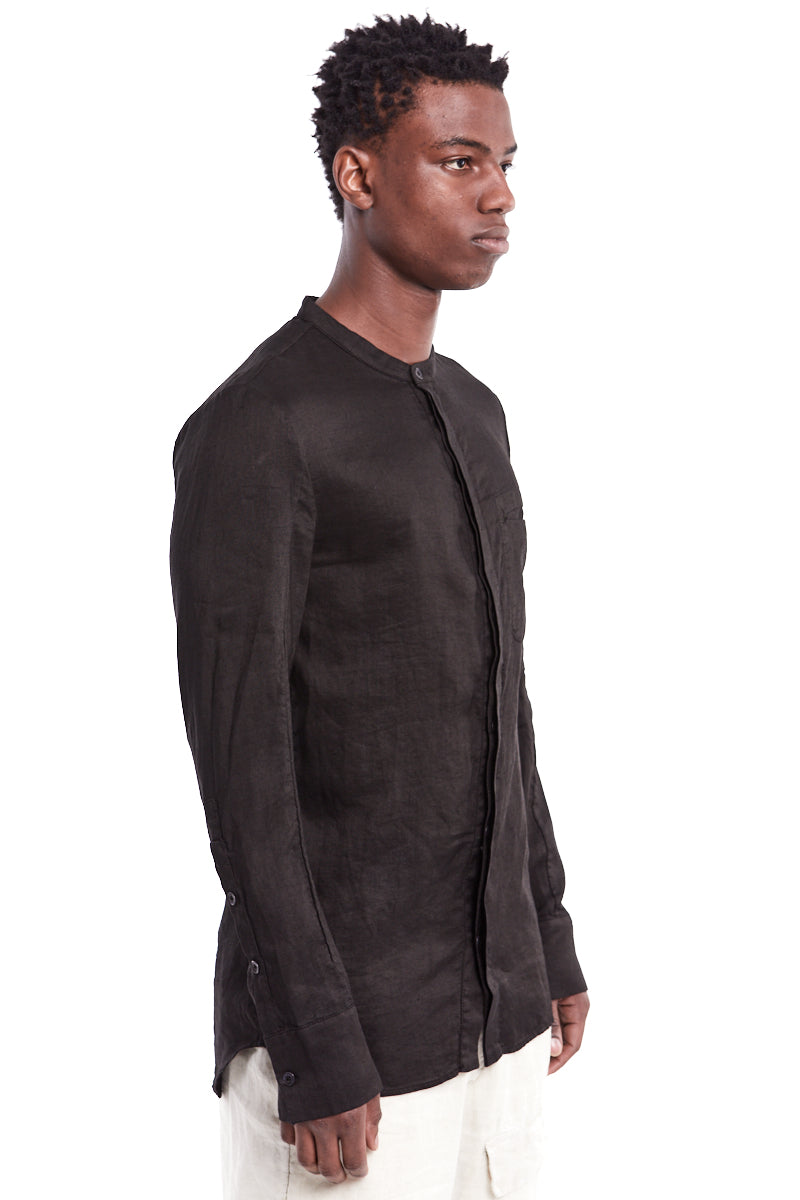 BLACK HIDDEN BUTTON SHIRT