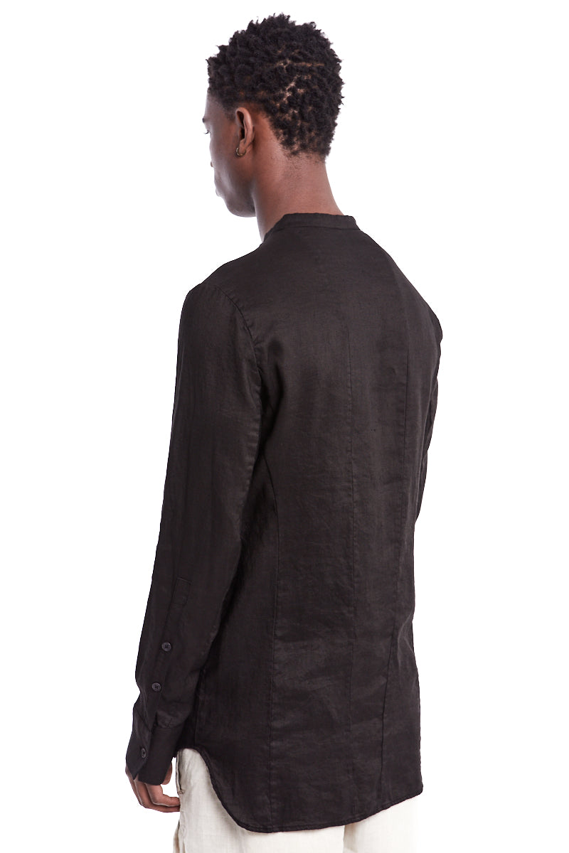 BLACK HIDDEN BUTTON SHIRT