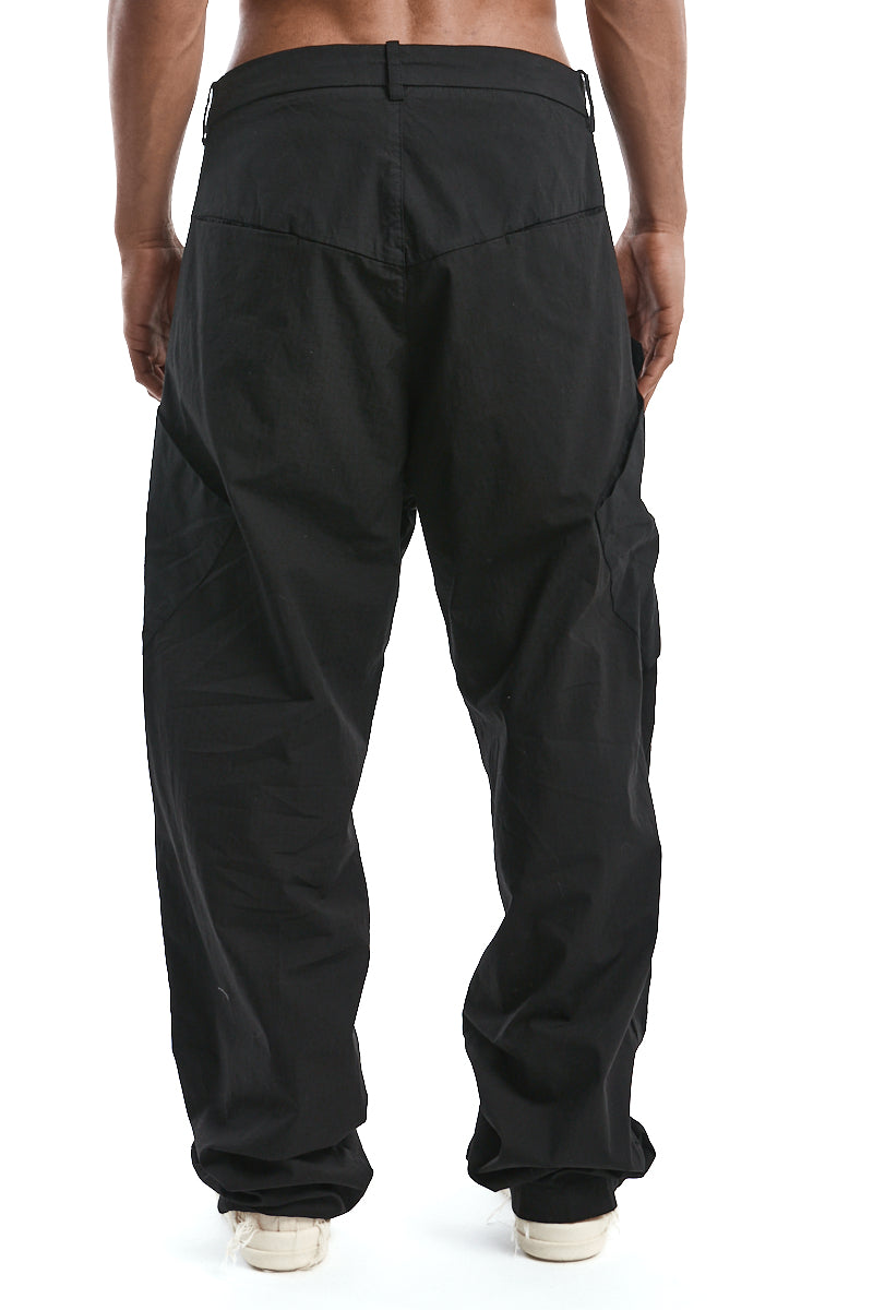 BLACK MIX RIPSTOP WIDE LEG TROUSERS