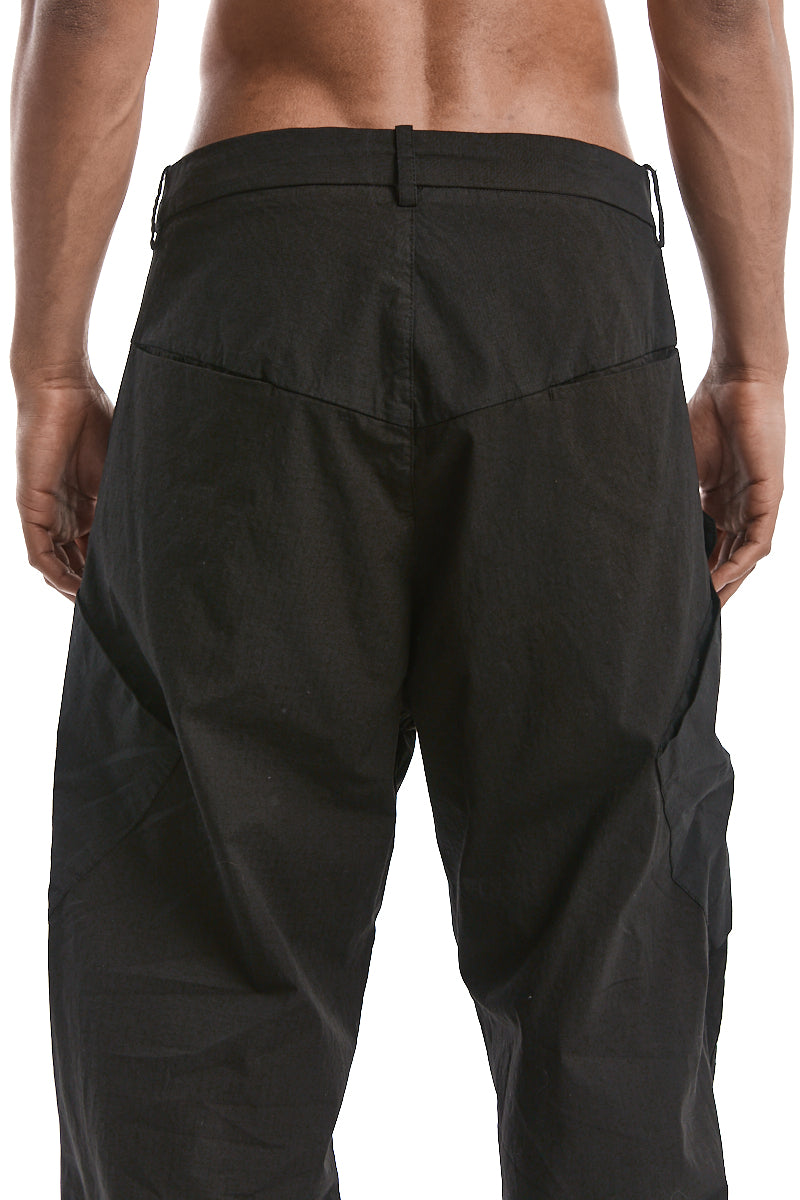 BLACK MIX RIPSTOP WIDE LEG TROUSERS