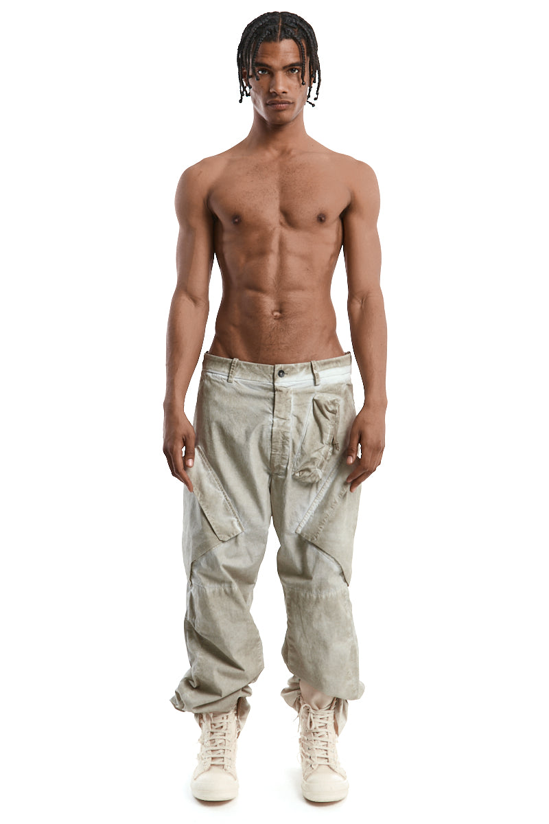 CEMENT MIX RIPSTOP WIDE LEG TROUSERS
