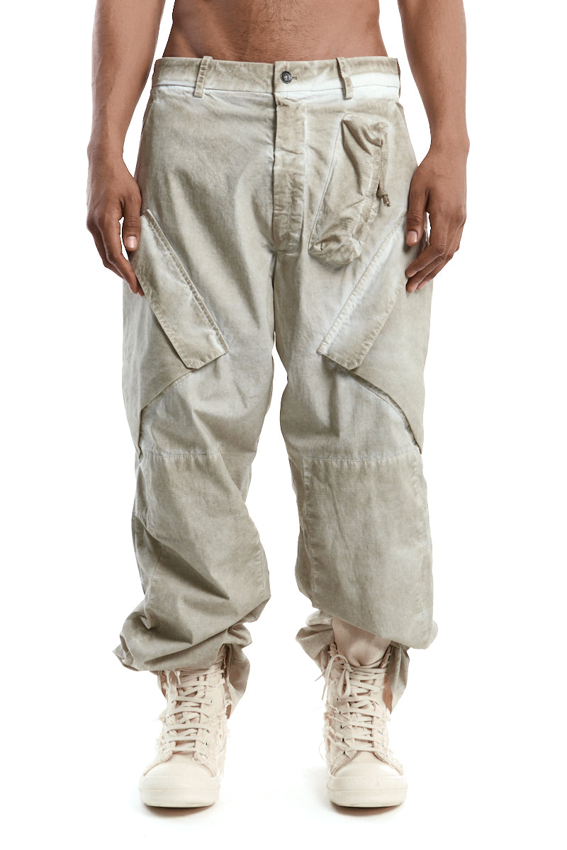 CEMENT MIX RIPSTOP WIDE LEG TROUSERS