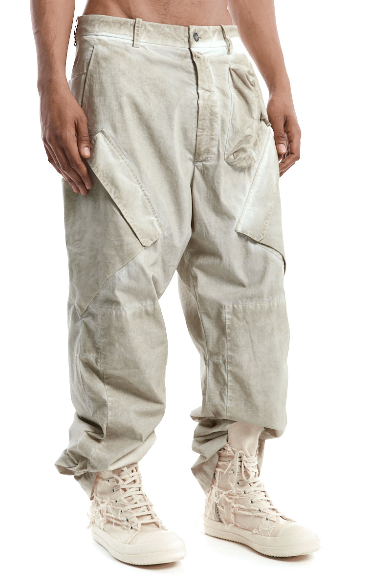 CEMENT MIX RIPSTOP WIDE LEG TROUSERS