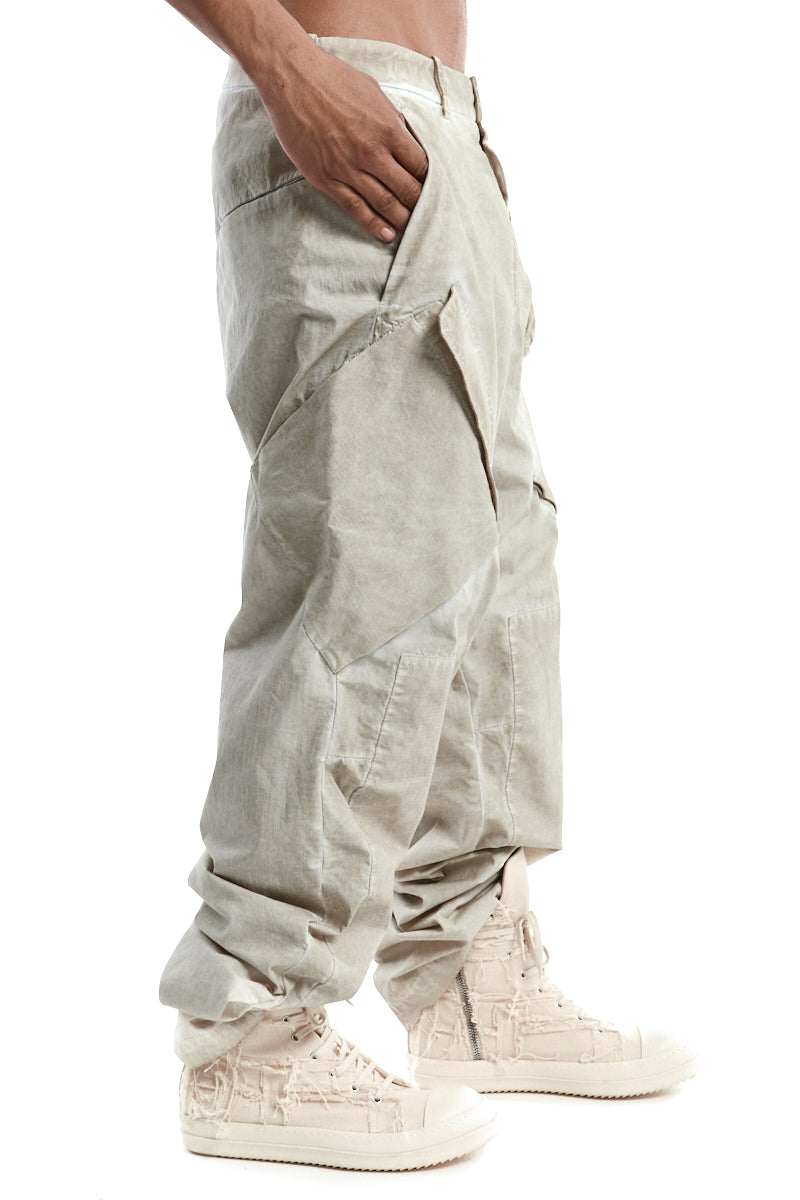 CEMENT MIX RIPSTOP WIDE LEG TROUSERS