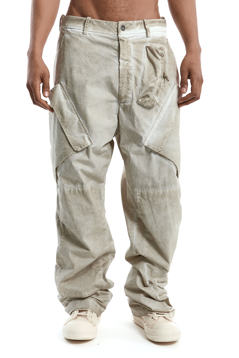 CEMENT MIX RIPSTOP WIDE LEG TROUSERS
