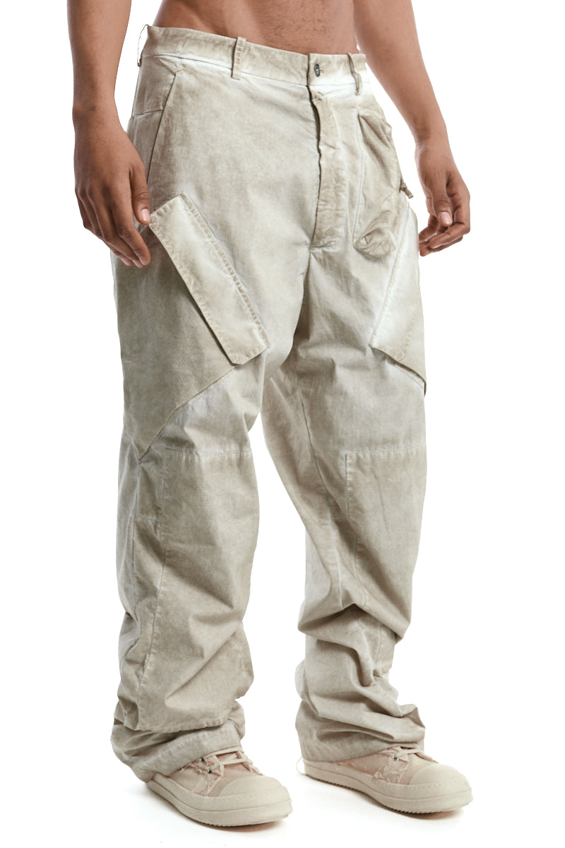 CEMENT MIX RIPSTOP WIDE LEG TROUSERS
