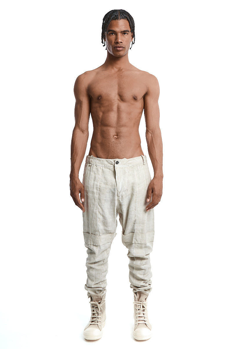 CEMENT BAGGY PLEATED TROUSERS