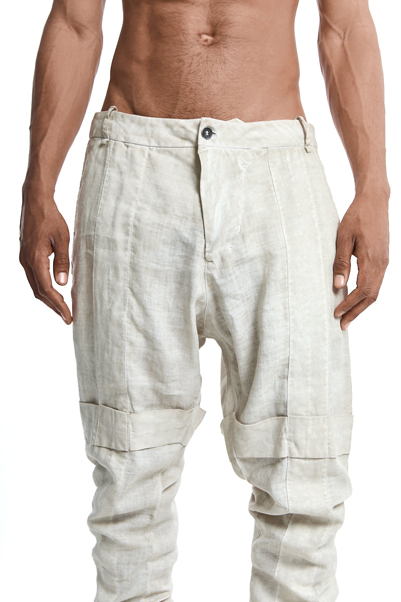 CEMENT BAGGY PLEATED TROUSERS
