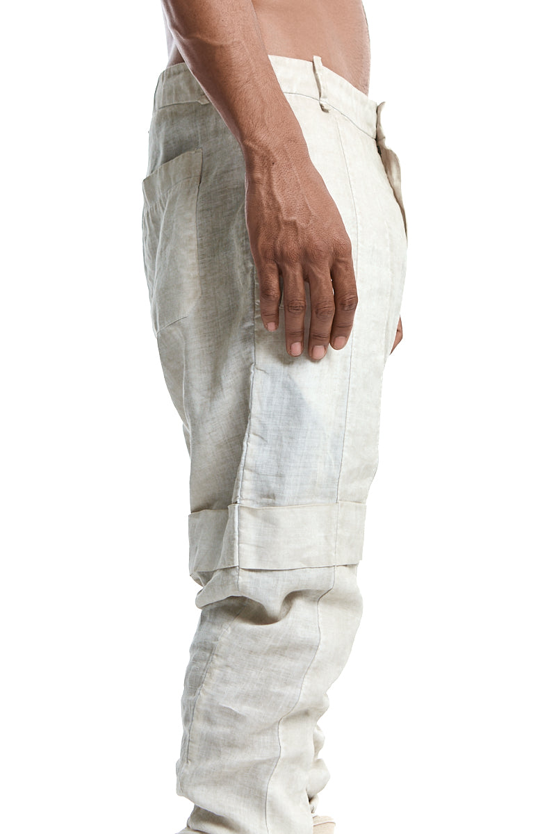 CEMENT BAGGY PLEATED TROUSERS