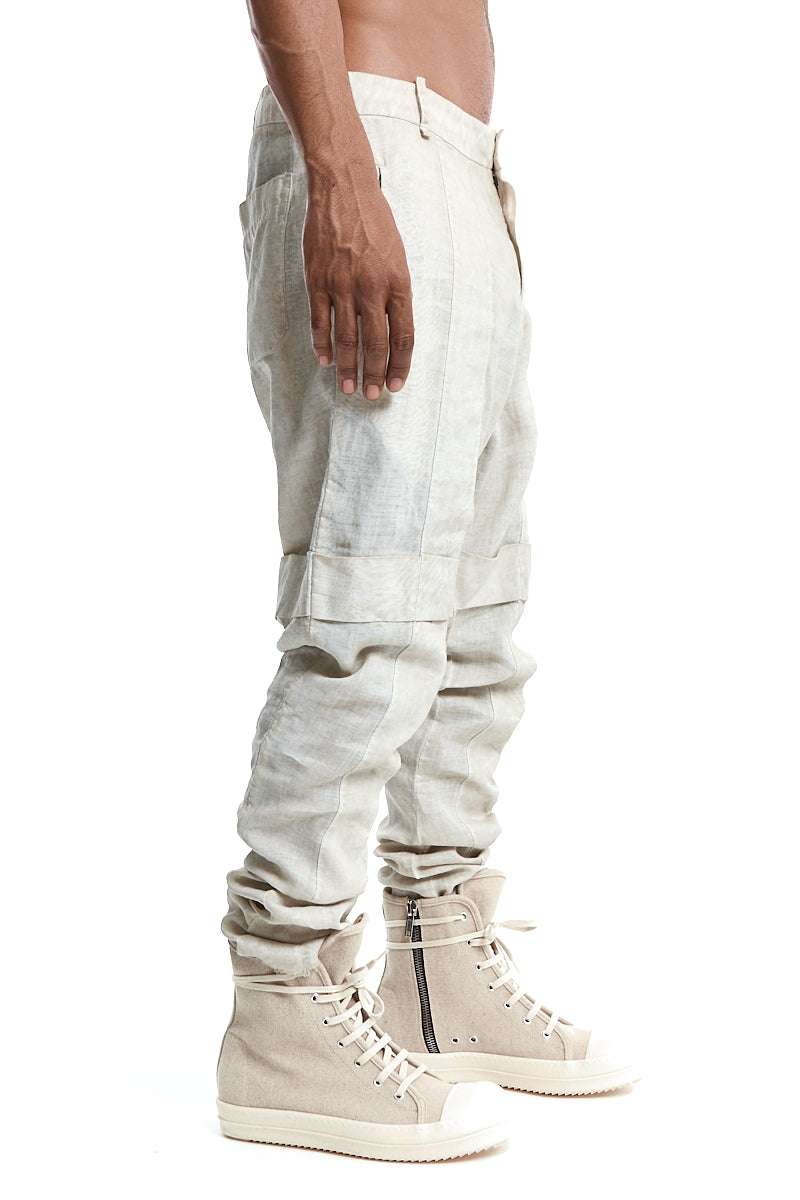 CEMENT BAGGY PLEATED TROUSERS