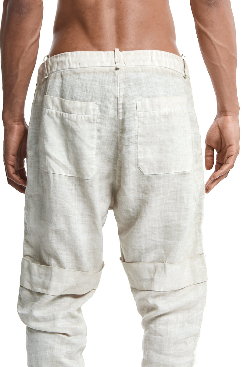 CEMENT BAGGY PLEATED TROUSERS