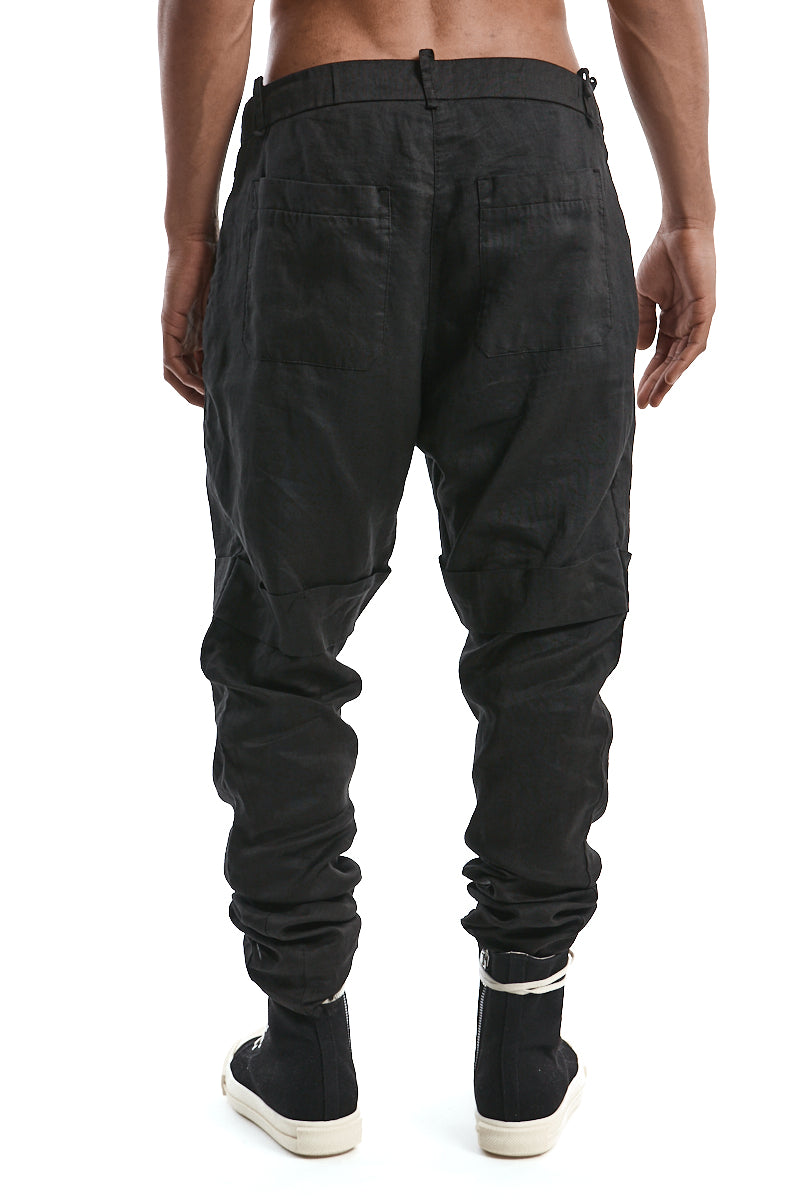 BLACK BAGGY PLEATED TROUSERS