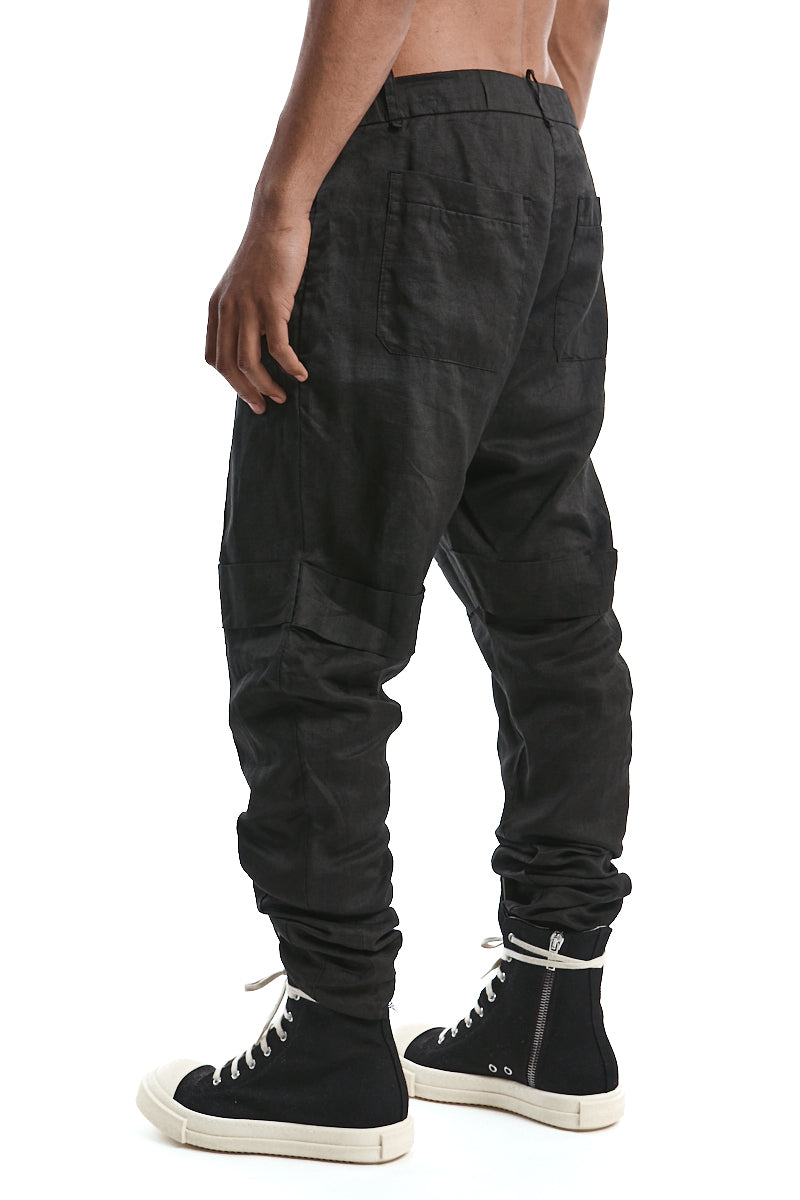 BLACK BAGGY PLEATED TROUSERS