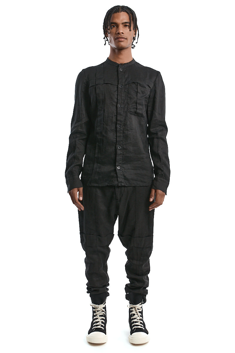 BLACK PLEATED SHIRT