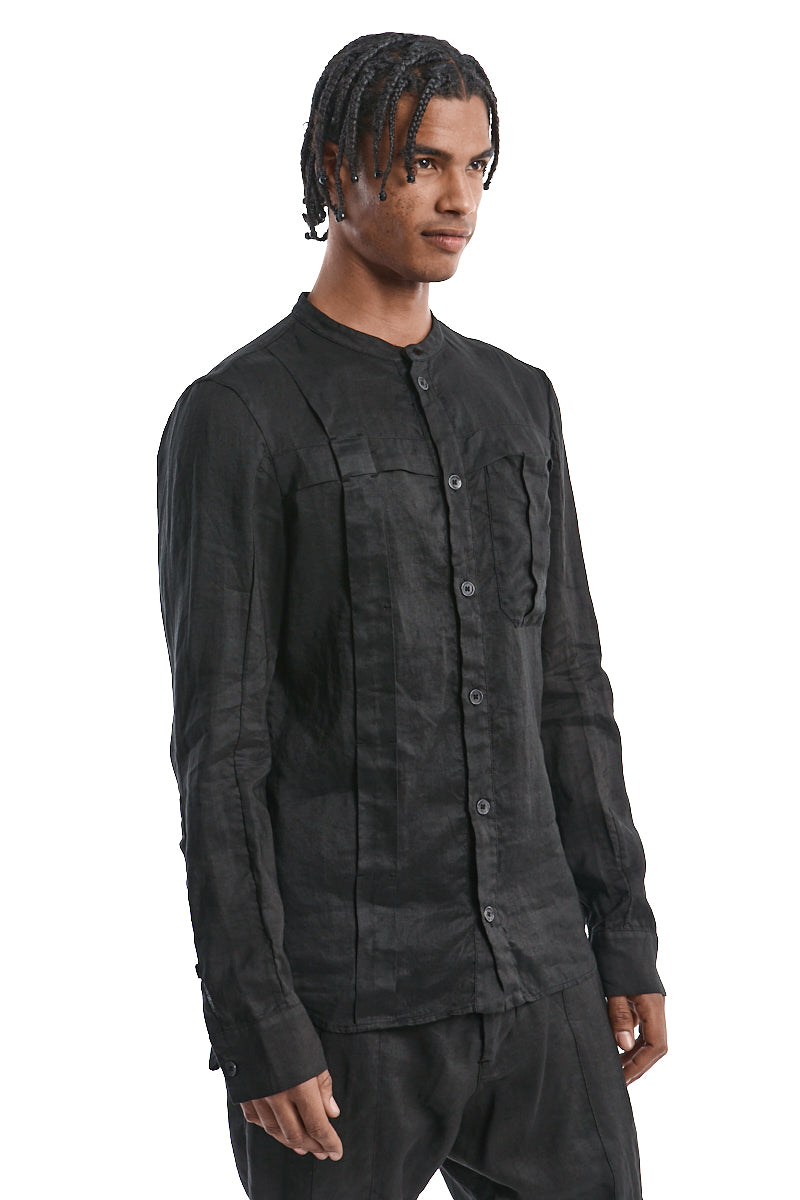 BLACK PLEATED SHIRT