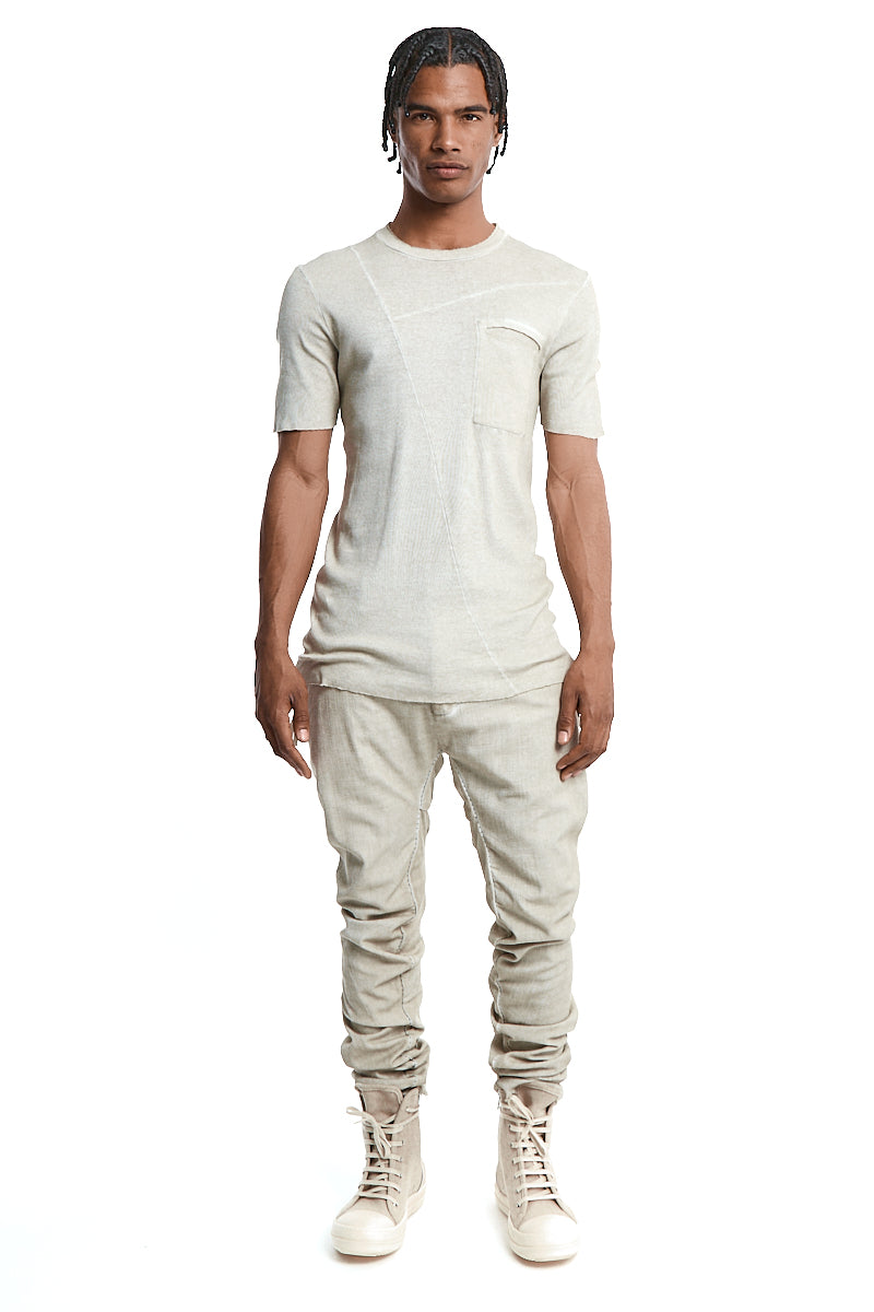 CEMENT DIAGONAL POCKET RIB TEE