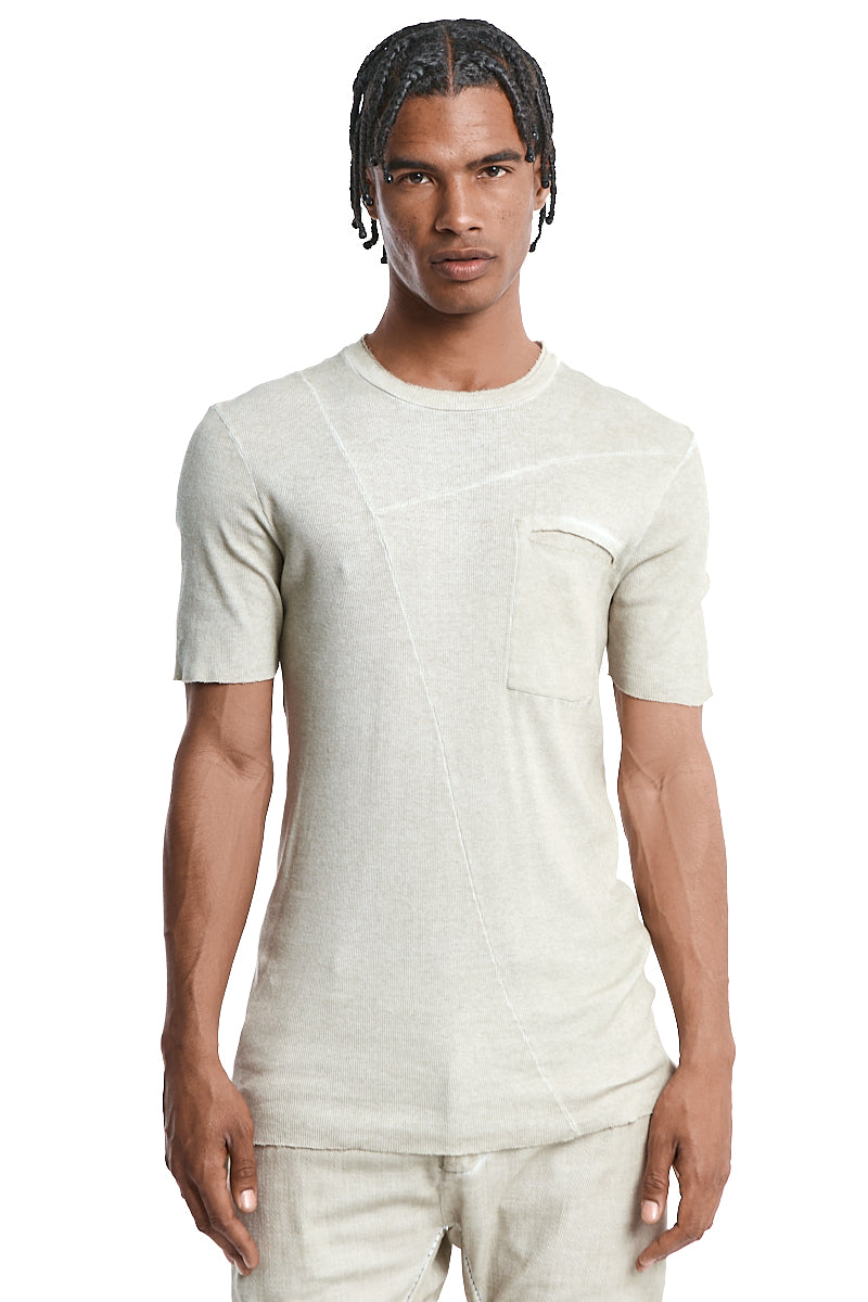 CEMENT DIAGONAL POCKET RIB TEE