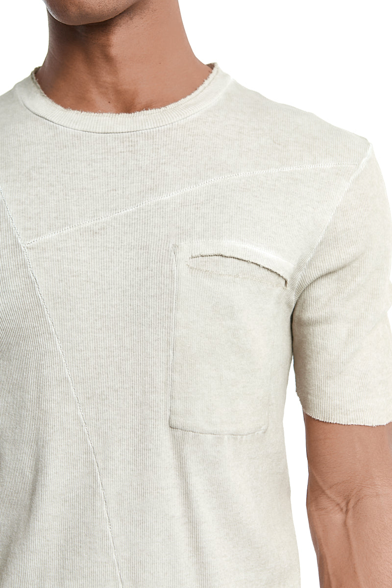 CEMENT DIAGONAL POCKET RIB TEE
