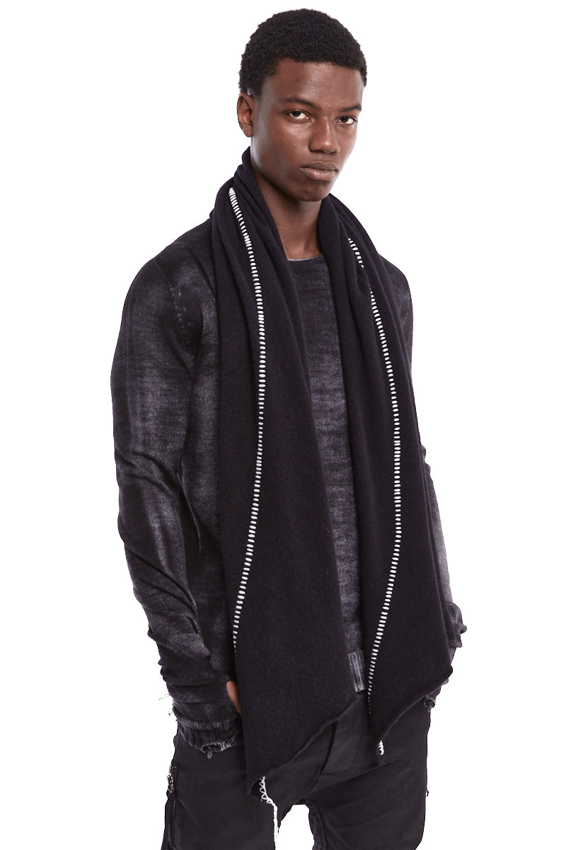 CONTRAST STITCHING CASHMERE BLEND SCARF