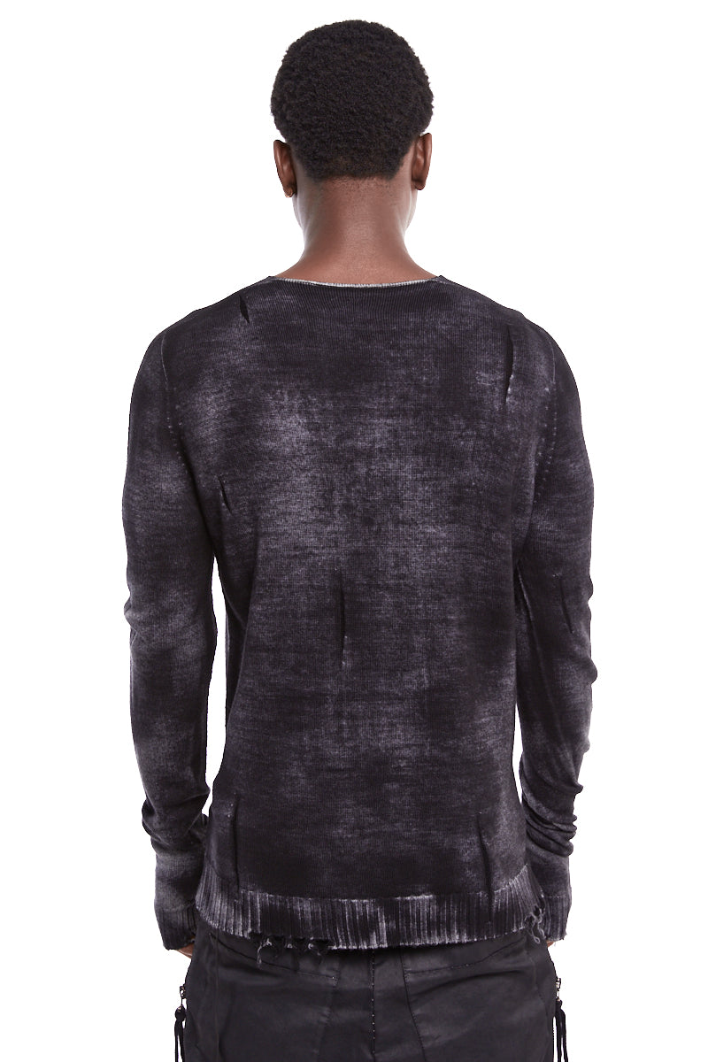 BLACK SPRAYED KNITTED WOOL TOP