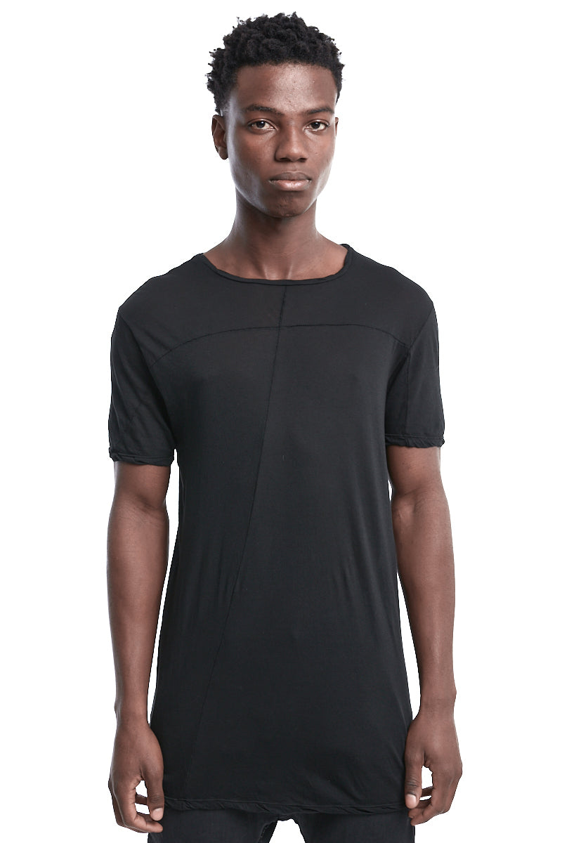 BLACK LIGHTWEIGHT STITCHING TEE