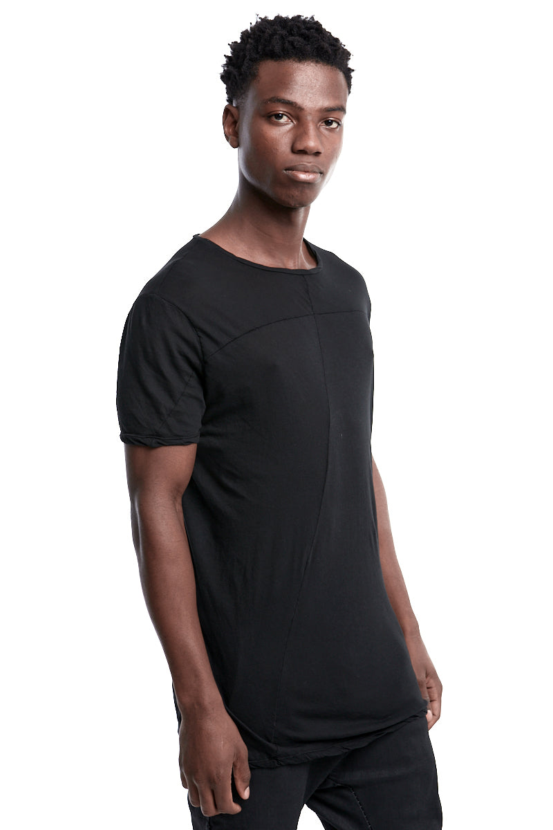 BLACK LIGHTWEIGHT STITCHING TEE