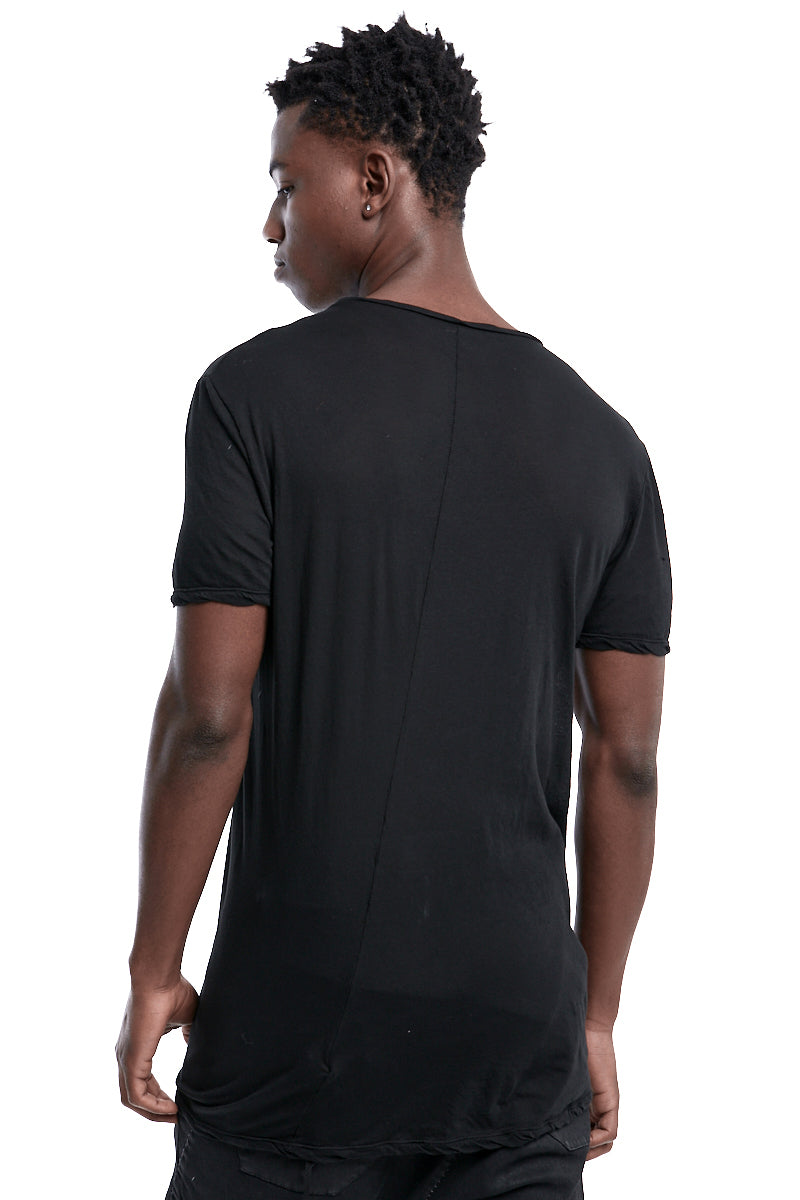 BLACK LIGHTWEIGHT STITCHING TEE