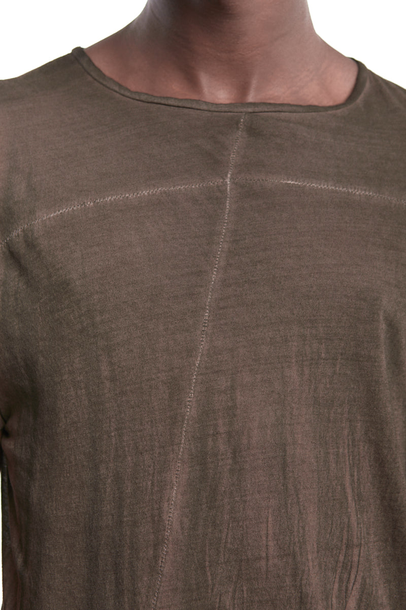 BROWN DISSOLVE LIGHTWEIGHT STITCHING TEE