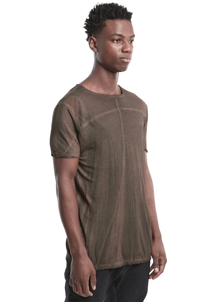 BROWN DISSOLVE LIGHTWEIGHT STITCHING TEE