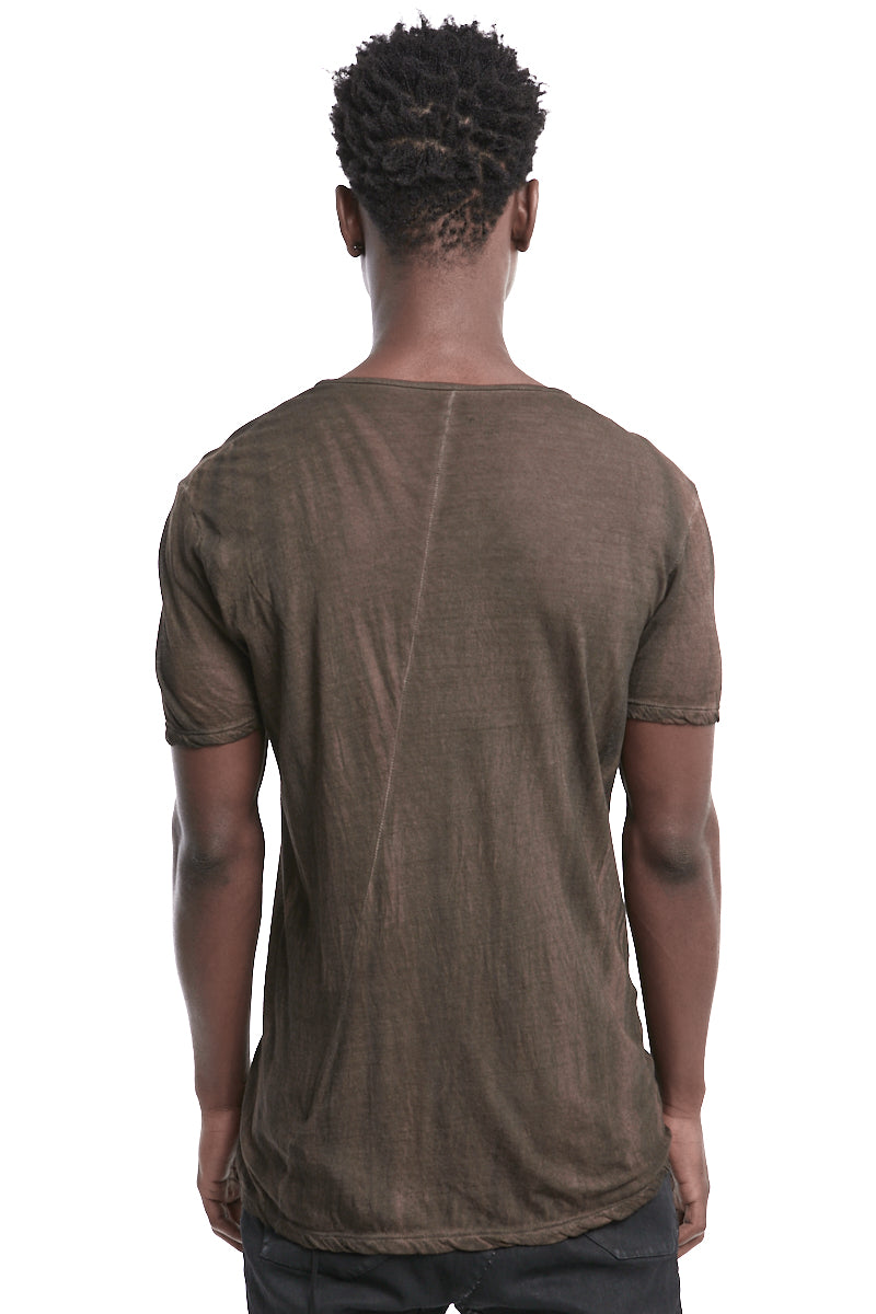BROWN DISSOLVE LIGHTWEIGHT STITCHING TEE
