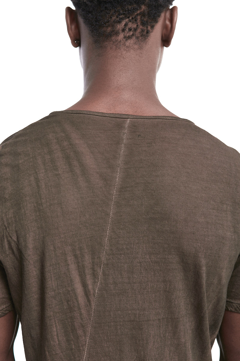 BROWN DISSOLVE LIGHTWEIGHT STITCHING TEE