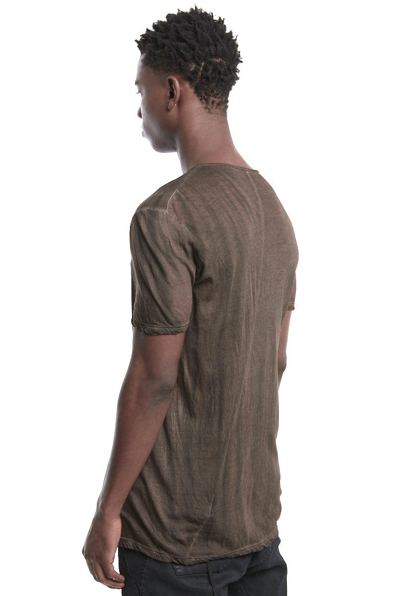 BROWN DISSOLVE LIGHTWEIGHT STITCHING TEE