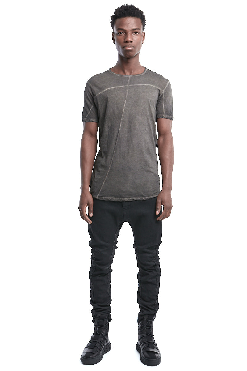 GREY RESIN LIGHTWEIGHT STITCHING TEE