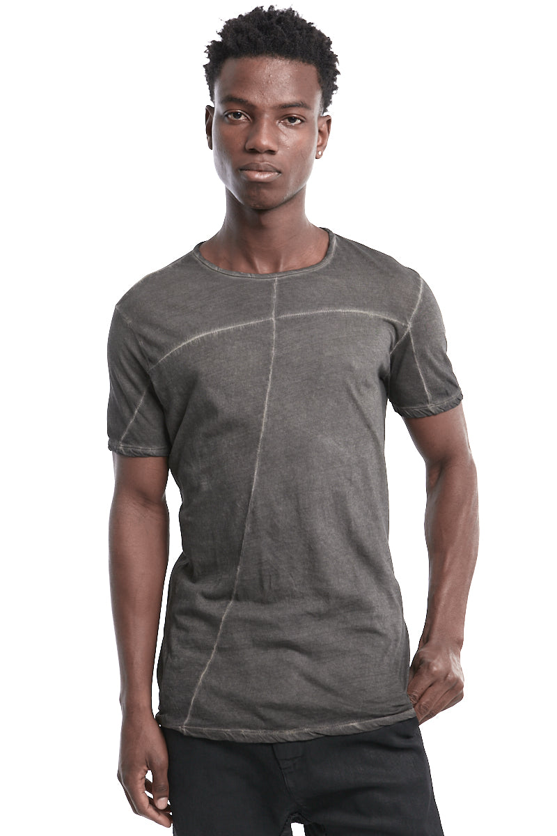 GREY RESIN LIGHTWEIGHT STITCHING TEE