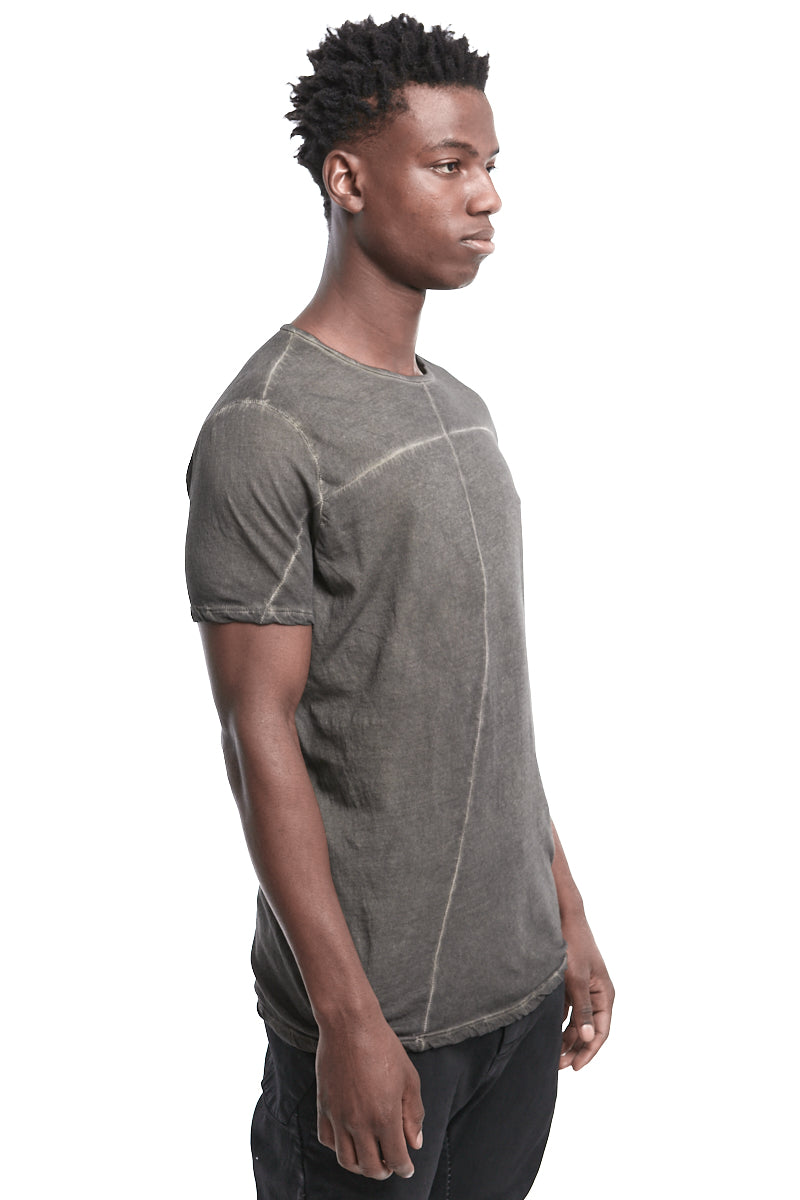GREY RESIN LIGHTWEIGHT STITCHING TEE
