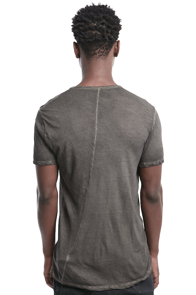 GREY RESIN LIGHTWEIGHT STITCHING TEE