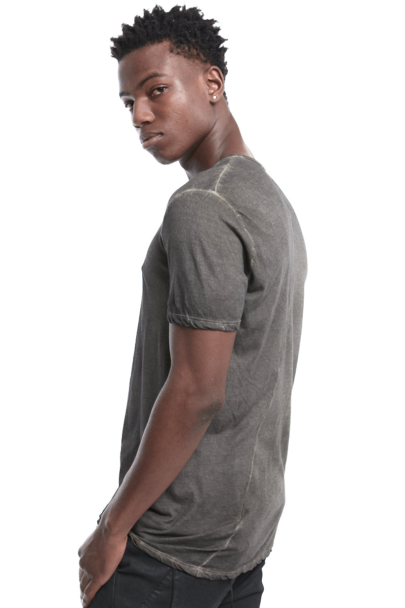 GREY RESIN LIGHTWEIGHT STITCHING TEE