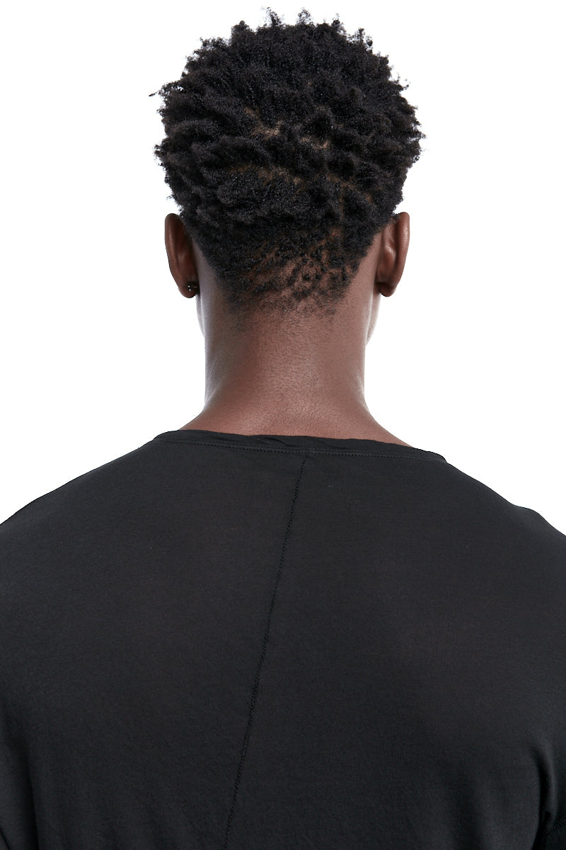 BLACK LIGHTWEIGHT STITCHING L/S TOP