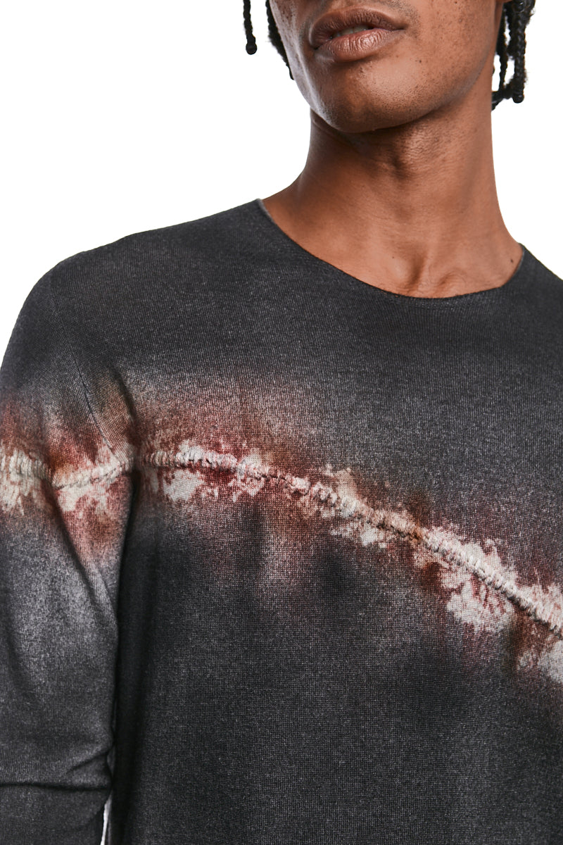 ANTILOP BORDEAUX SCAR EMBROIDERED KNIT JERSEY