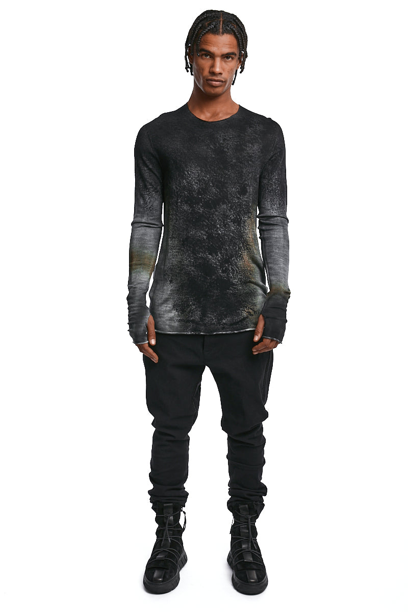BLACK SPIN SPRAYED KNIT JERSEY
