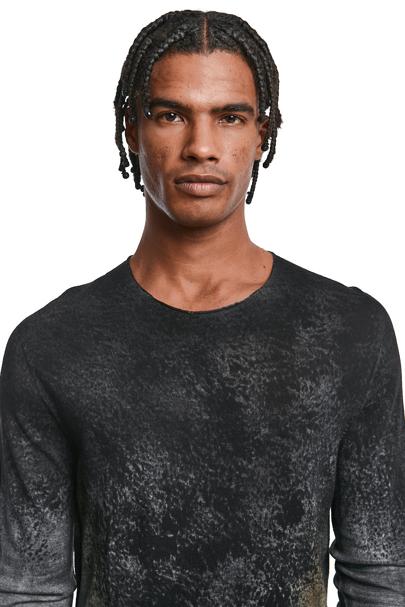 BLACK SPIN SPRAYED KNIT JERSEY