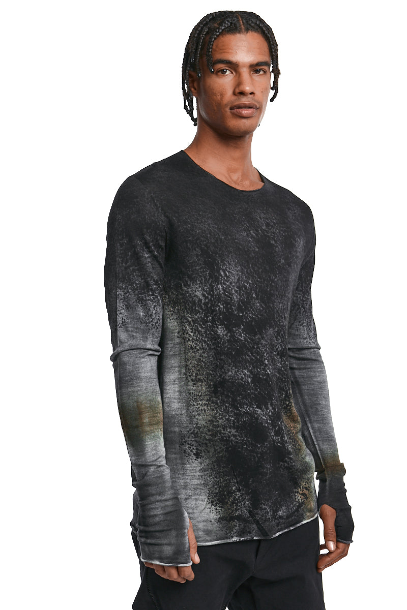 BLACK SPIN SPRAYED KNIT JERSEY