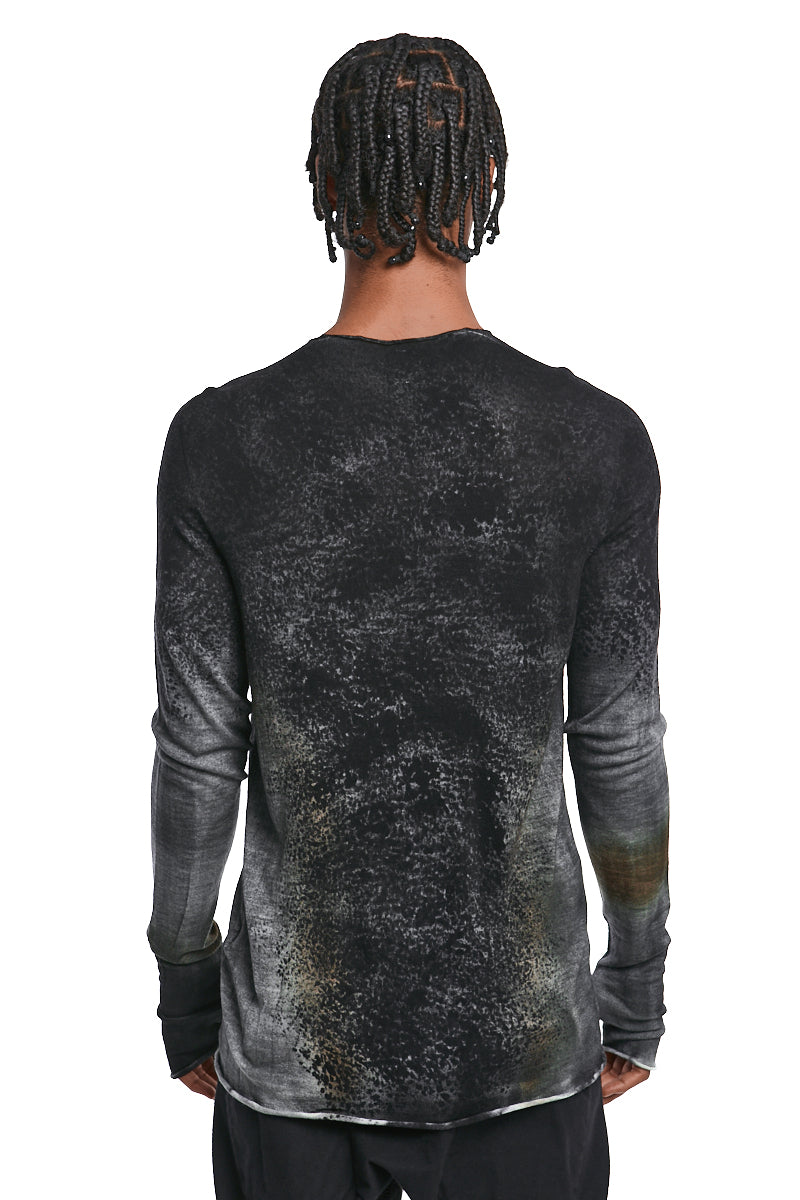 BLACK SPIN SPRAYED KNIT JERSEY