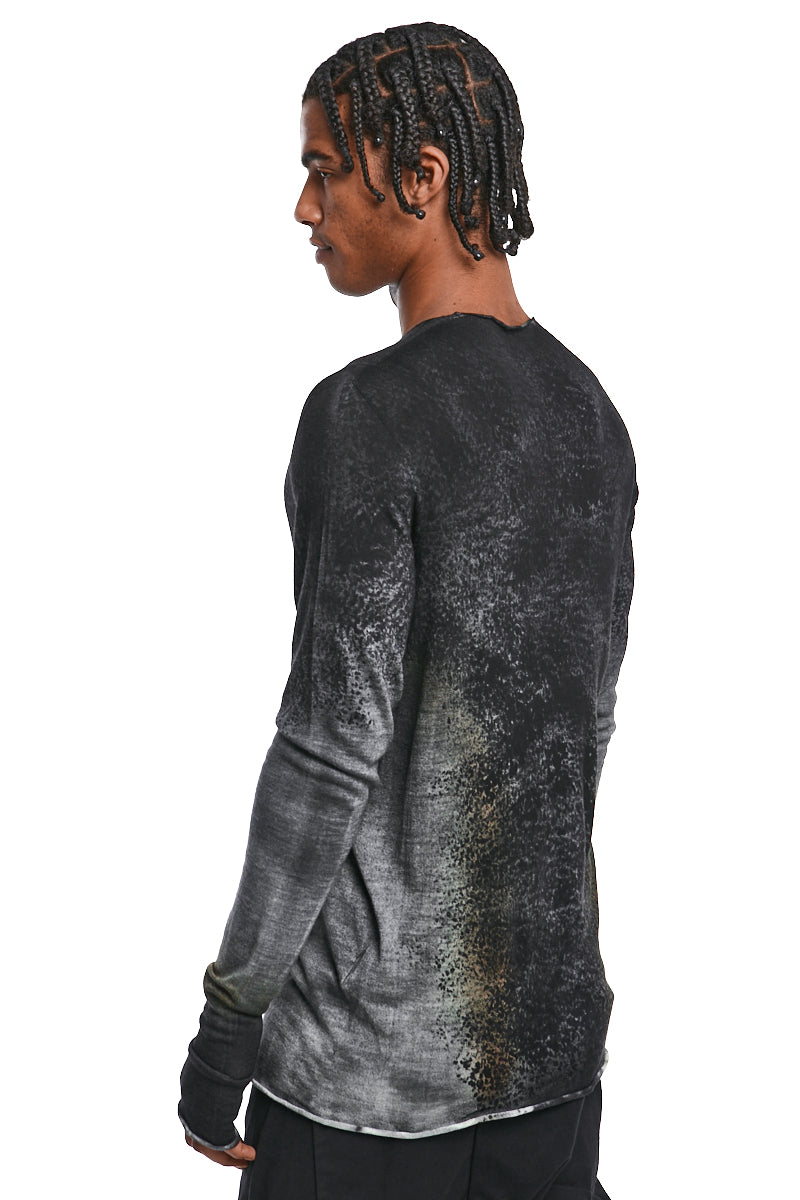 BLACK SPIN SPRAYED KNIT JERSEY