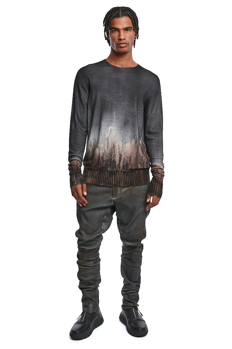 OPOSSUM BLACK SPRAY DYED LIGHT WOOL KNIT