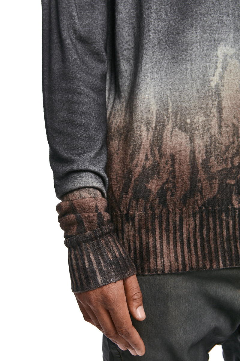 OPOSSUM BLACK SPRAY DYED LIGHT WOOL KNIT