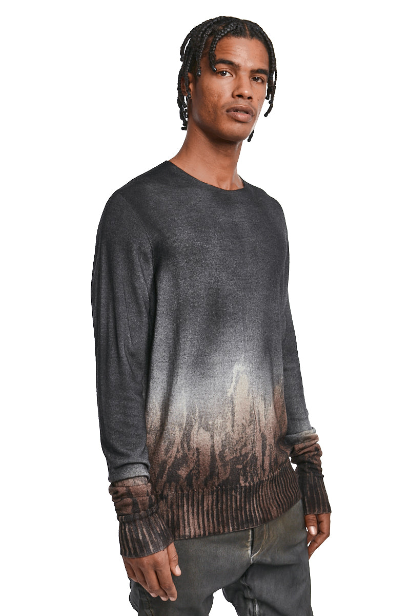 OPOSSUM BLACK SPRAY DYED LIGHT WOOL KNIT