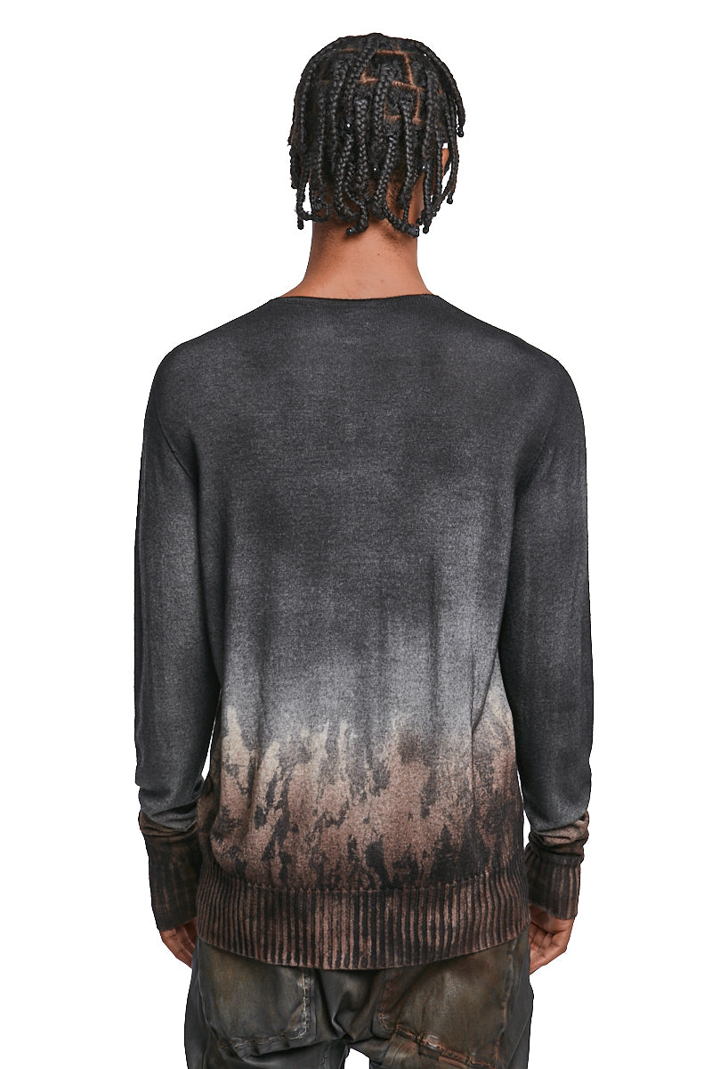 OPOSSUM BLACK SPRAY DYED LIGHT WOOL KNIT