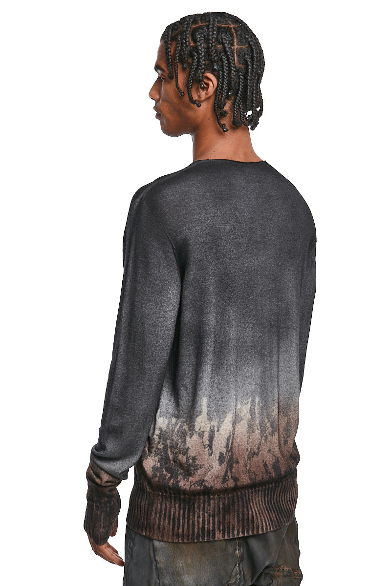 OPOSSUM BLACK SPRAY DYED LIGHT WOOL KNIT