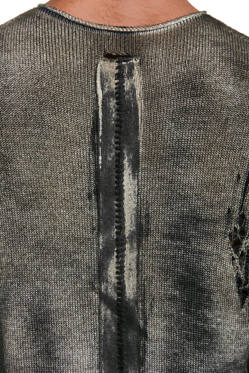 BLACK MASH SPRAY DESTROYED KNIT JERSEY